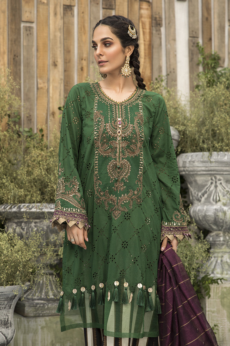 MARIA.B. FESTIVE LAWN '20 UNSTITCHED SUIT EL-20-07-Emerald Green